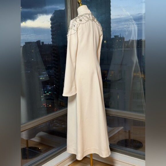 🆕 SIMKHAI 🧿 NWOT Odetta Crystal Embellished Cream Long Sleeve Midi Dress, Sz 8 - Picture 10 of 16